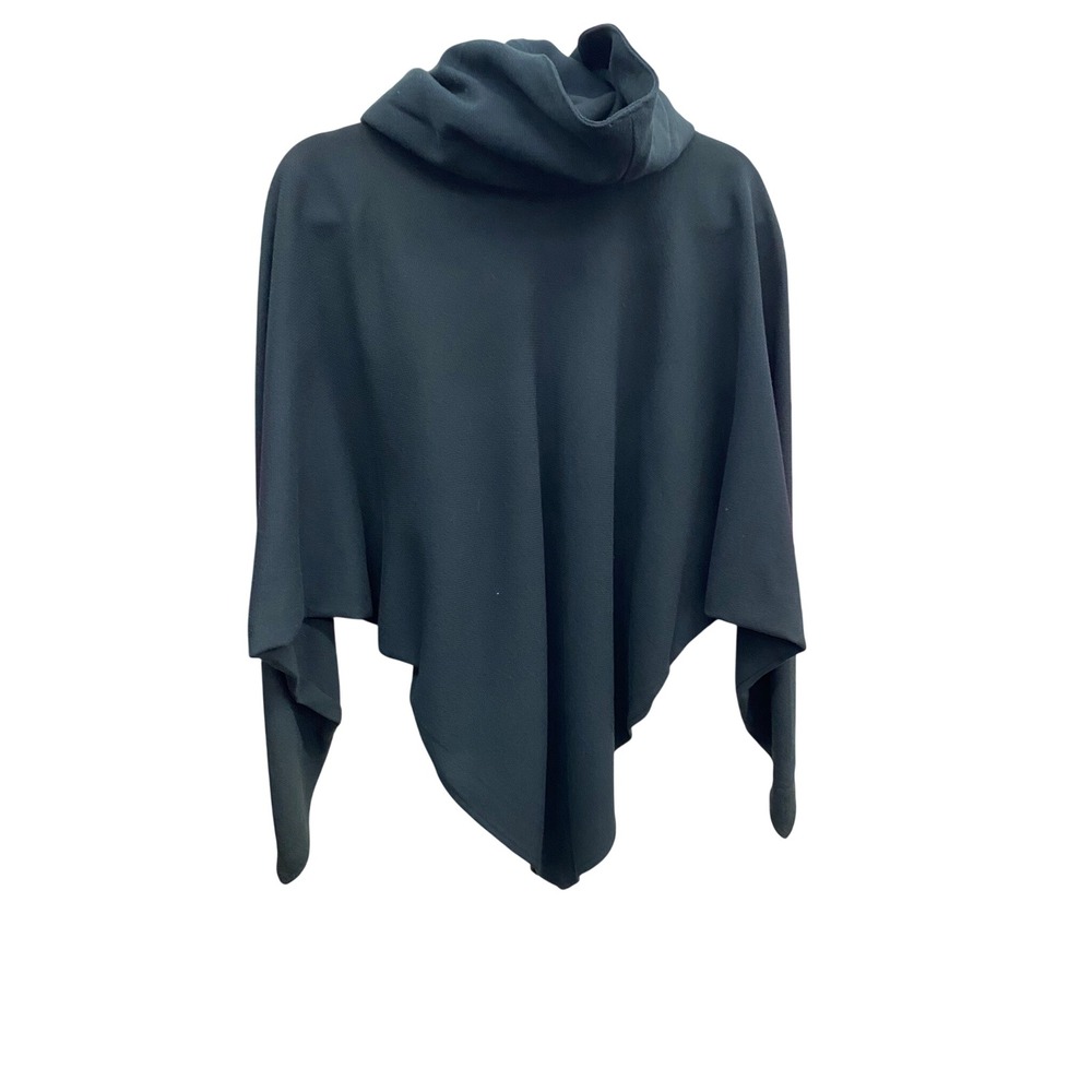 Marques Privees Womens Dark Green Cowl Neck Handkerchief Hem Knit Poncho